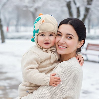 Bonnet hiver bebe dinosaure beige