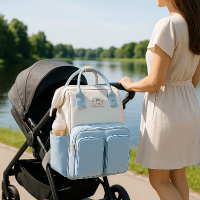 Sac a langer bebe - bleu crĂšme - 3bvboutique