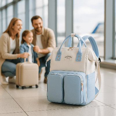 Sac a langer bebe - bleu crĂšme - 3bvboutique
