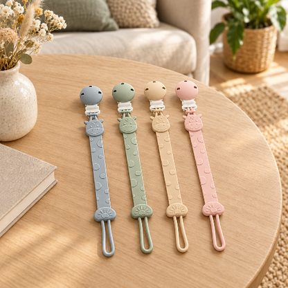 attaches tétine en silicone girafe
