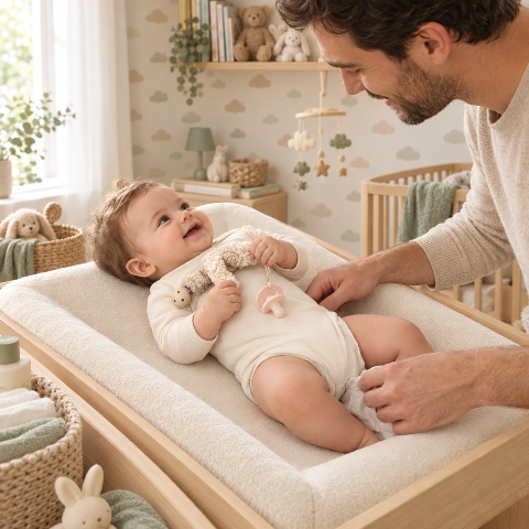 bebe joue avec attache-tétine 