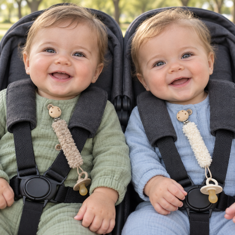 Bébés jumeaux chacun une attache-tétine 