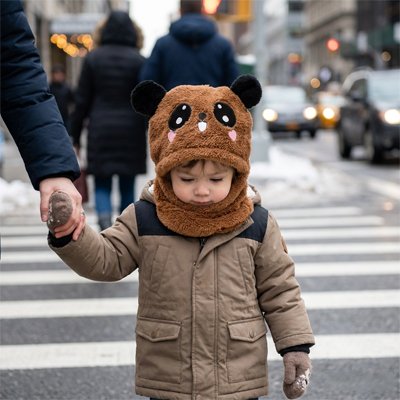 Cagoule bebe fille panda marron