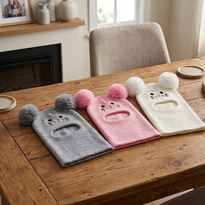 Cagoule pour bebe en laine tricotée pour enfant