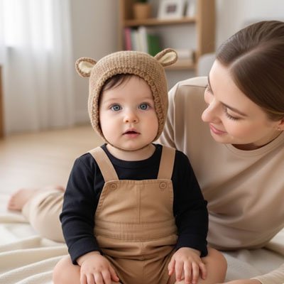 cagoules bebe​ pour l'hiver tricots