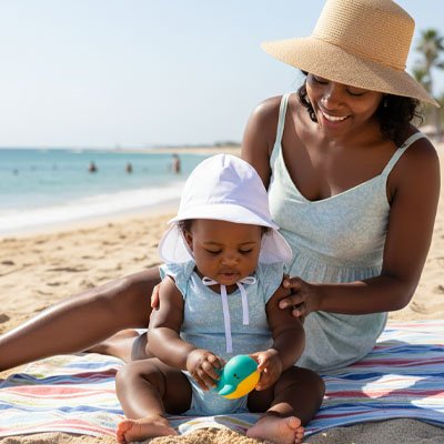 Casquette pour bebe Anti UV a la plage