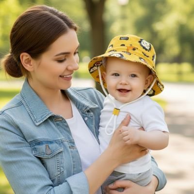 Chapeau bebe  jaune pratique