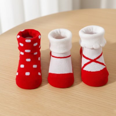Chaussettes bebe  antidérapantes motif croisé 