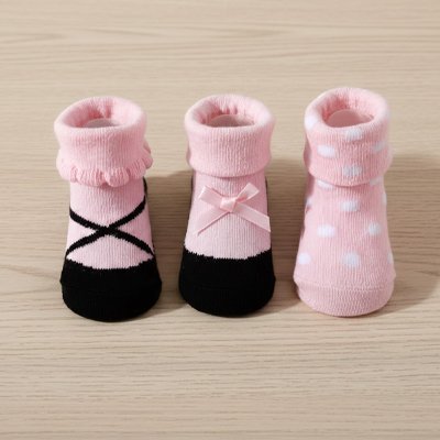 Chaussettes bebe  antidérapantes rose noeud