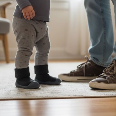 Chaussure souple bébé grand chaussette