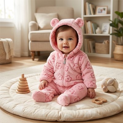 combi pilote bebe fille avec des oreilles adorables