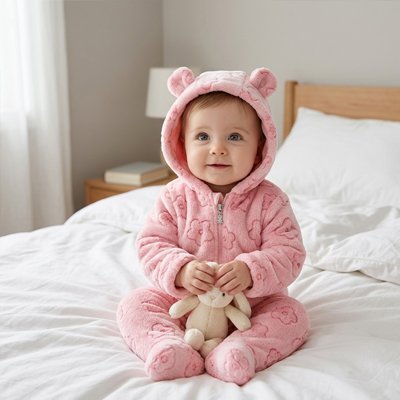 combi pilote bebe fille toute douce fleur