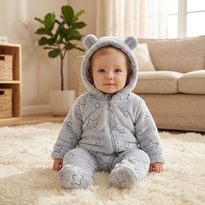 combi pilote bébé gris doux