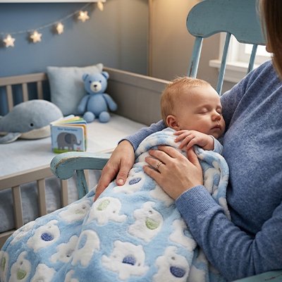 Couverture bébé  nouveau-né bleu