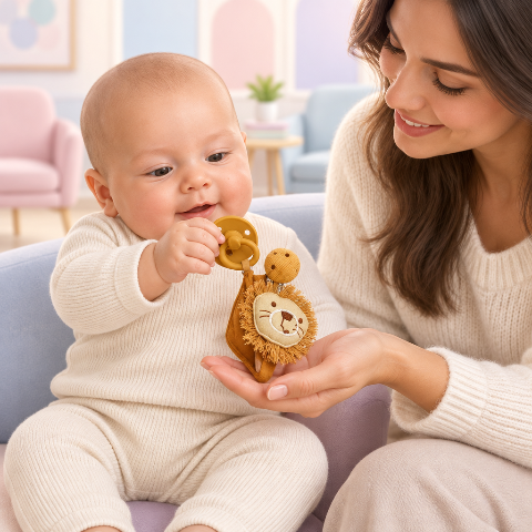 enfant prenant une attache tétine