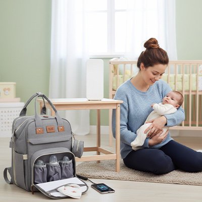 grand sac a langer bebe gris
