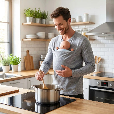 manteau porte-bébé faire la cuisine